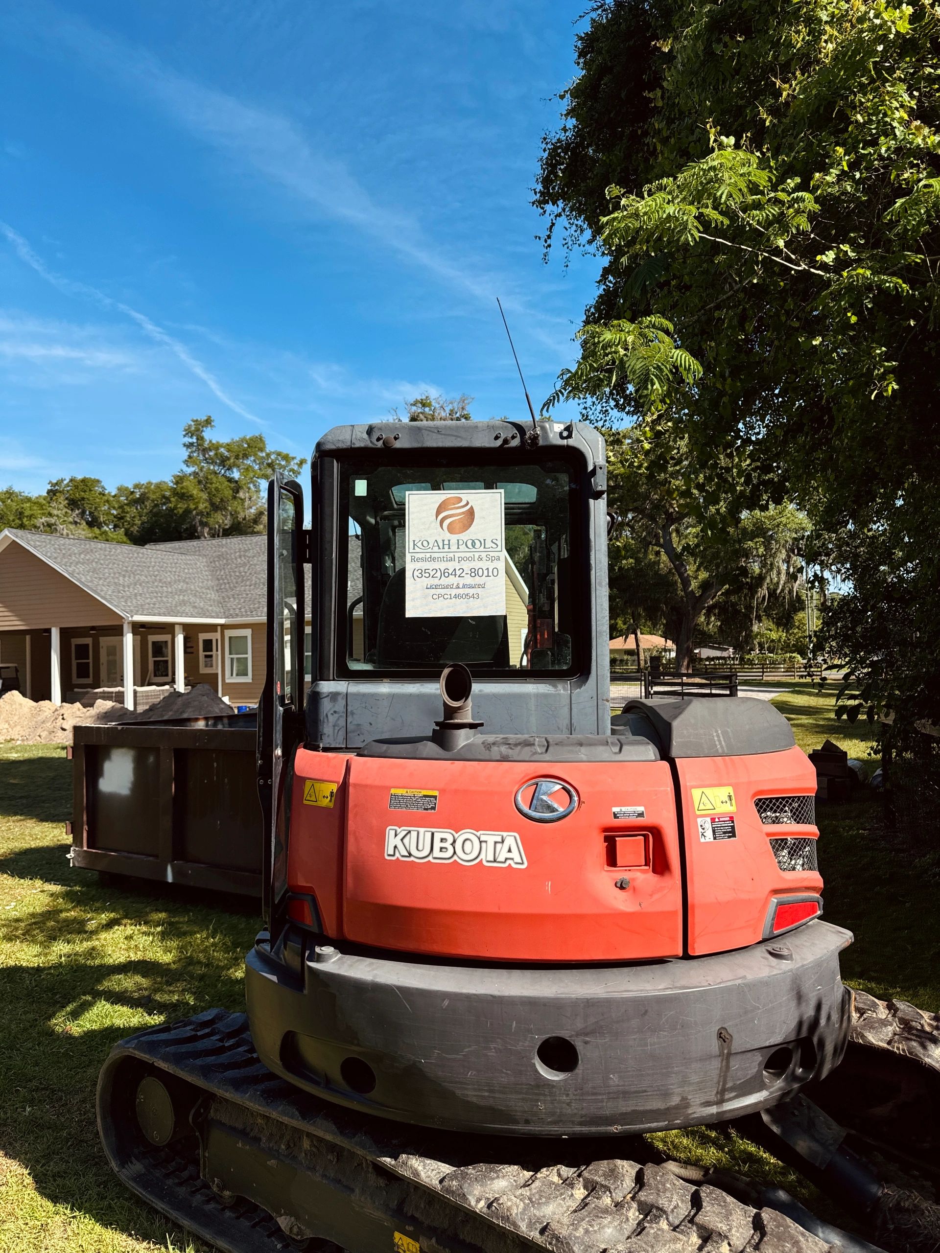 Pool excavation in progress with Koah equipment