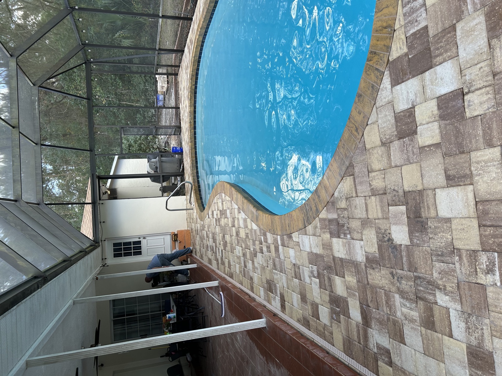 Pool deck installation in progress